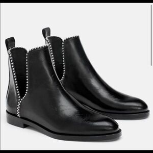 #300 ZARA black studded cut out ankle booties